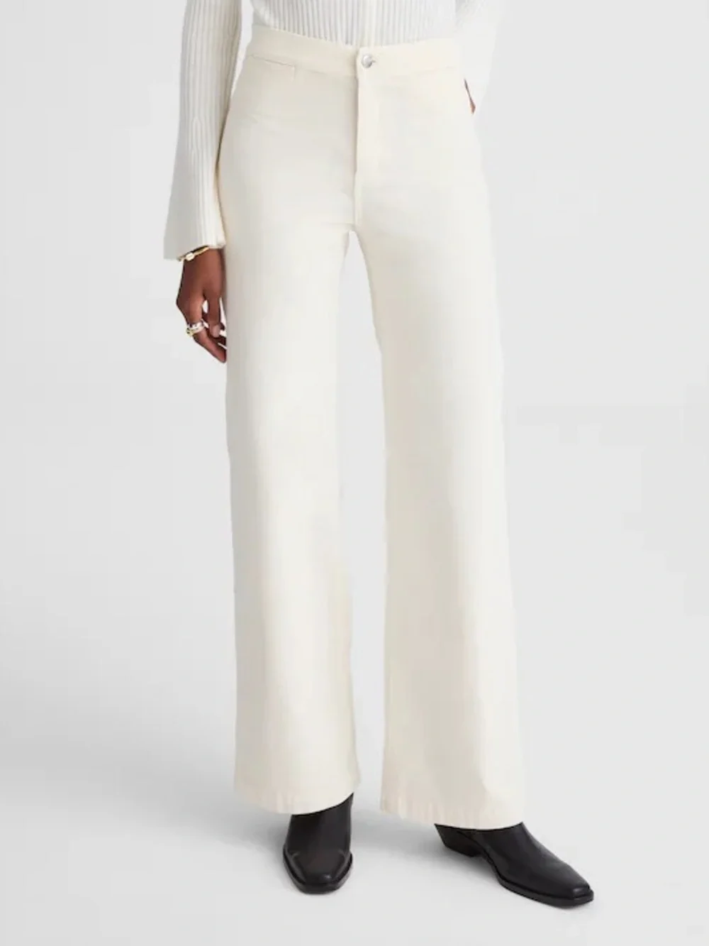 Madewell Cream Wide-Leg Trousers - Picture 1 of 3